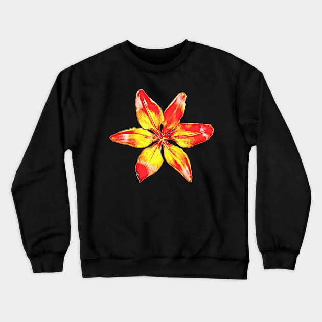 Orange Tiger Lily Watercolor Style Tiled Pattern Crewneck Sweatshirt by BubbleMench